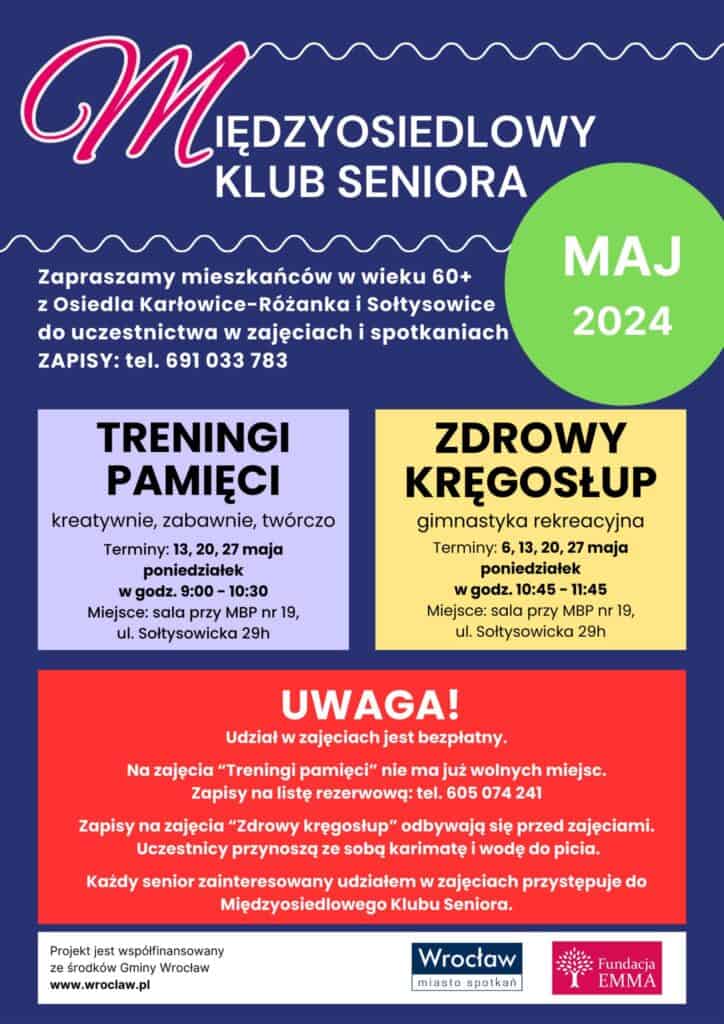 Międzyosiedlowy Klub Seniora Fundacji Emma | maj 2024 - KS maj 2024