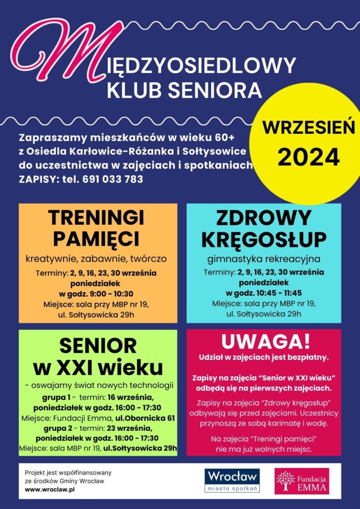 Międzyosiedlowy Klub Seniora Fundacji Emma | wrzesień 2024 - MKS 2024 wrzesien