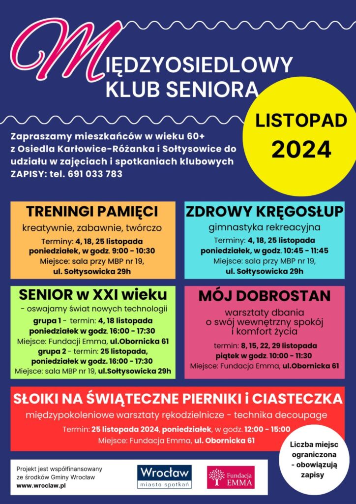 Międzyosiedlowy Klub Seniora Fundacji EMMA | listopad 2024 - MKS 2024 11