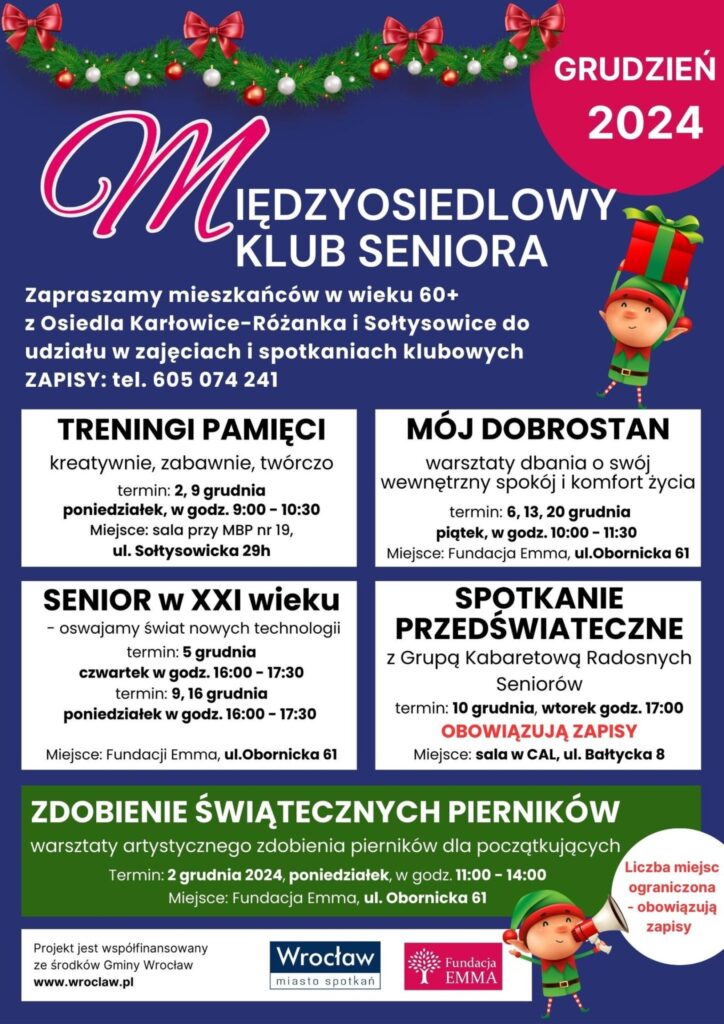 Międzyosiedlowy Klub Seniora Fundacji EMMA | grudzień 2024 - MKS 2024 12