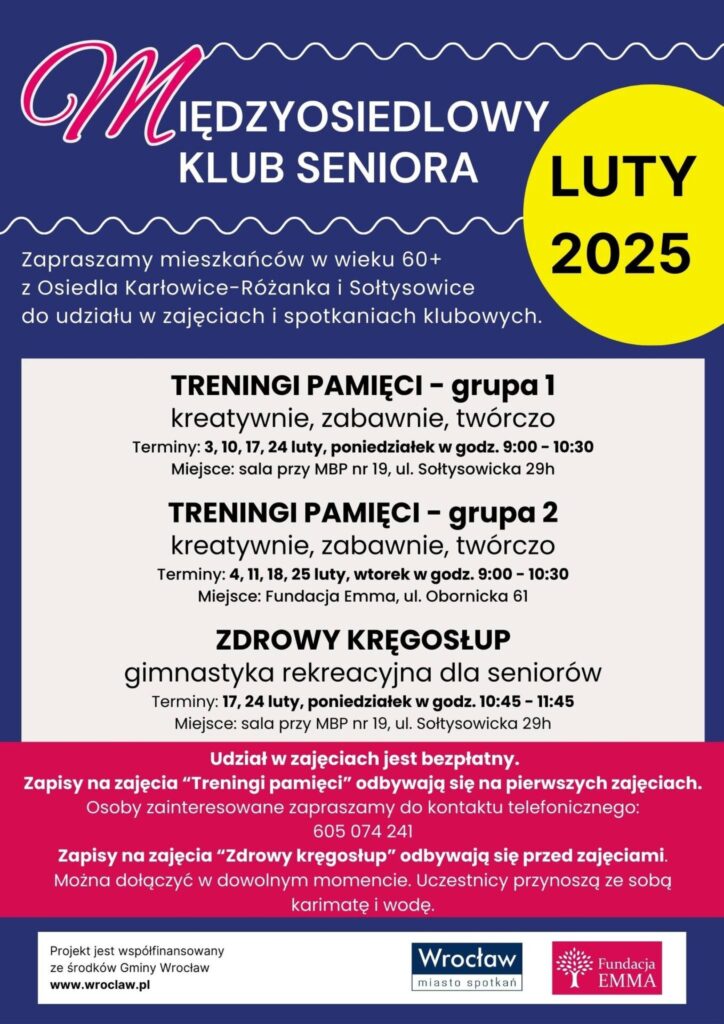 Międzyosiedlowy Klub Seniora Fundacji EMMA | luty 2025 - MKS 2025 02