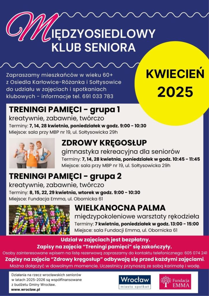 Międzyosiedlowy Klub Seniora Fundacji EMMA | kwiecień 2025 - MKS 2025 04