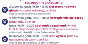 Harmonogram Klubowego Centrum Aktywności Dzieci i Młodzieży "ESSA z Emmą" - maj 2025 (kopa) - ESSA 2025 06