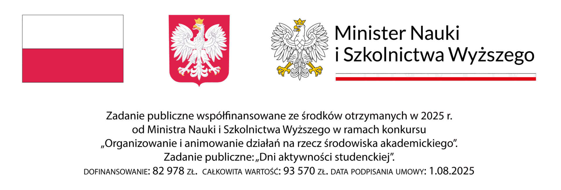 Dni aktywności studenckiej 1 Dni aktywności studenckiej - belka flaga godlo MNiSW tekst
