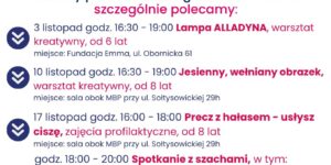 Harmonogram Klubowego Centrum Aktywności Dzieci i Młodzieży "ESSA z Emmą" - listopad 2025 - ESSA 2025 11