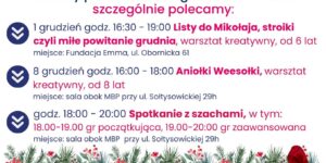 Harmonogram Klubowego Centrum Aktywności Dzieci i Młodzieży "ESSA z Emmą" - grudzień 2025 - ESSA 2025 12