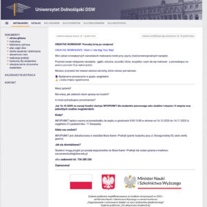 Dokumentacja - 1 informacja o konsultacjach na UD DSW UsosWeb