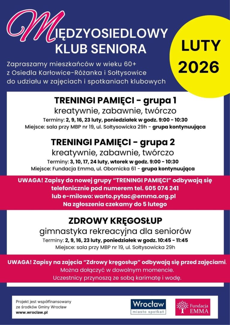 Międzyosiedlowy Klub Seniora Fundacji EMMA | luty 2026 - MKS 2026 02